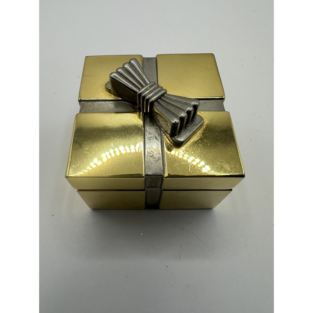 Collezio Miniature‎ Brass Gift Box New Battery Gold Tone Clock Watch V